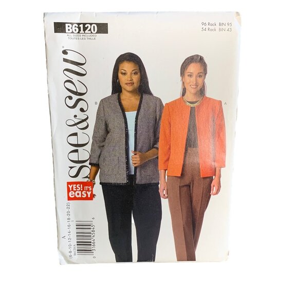 Butterick Misses Jacket Sewing Pattern Sz 6-22 B6120 - uncut - Picture 1 of 4